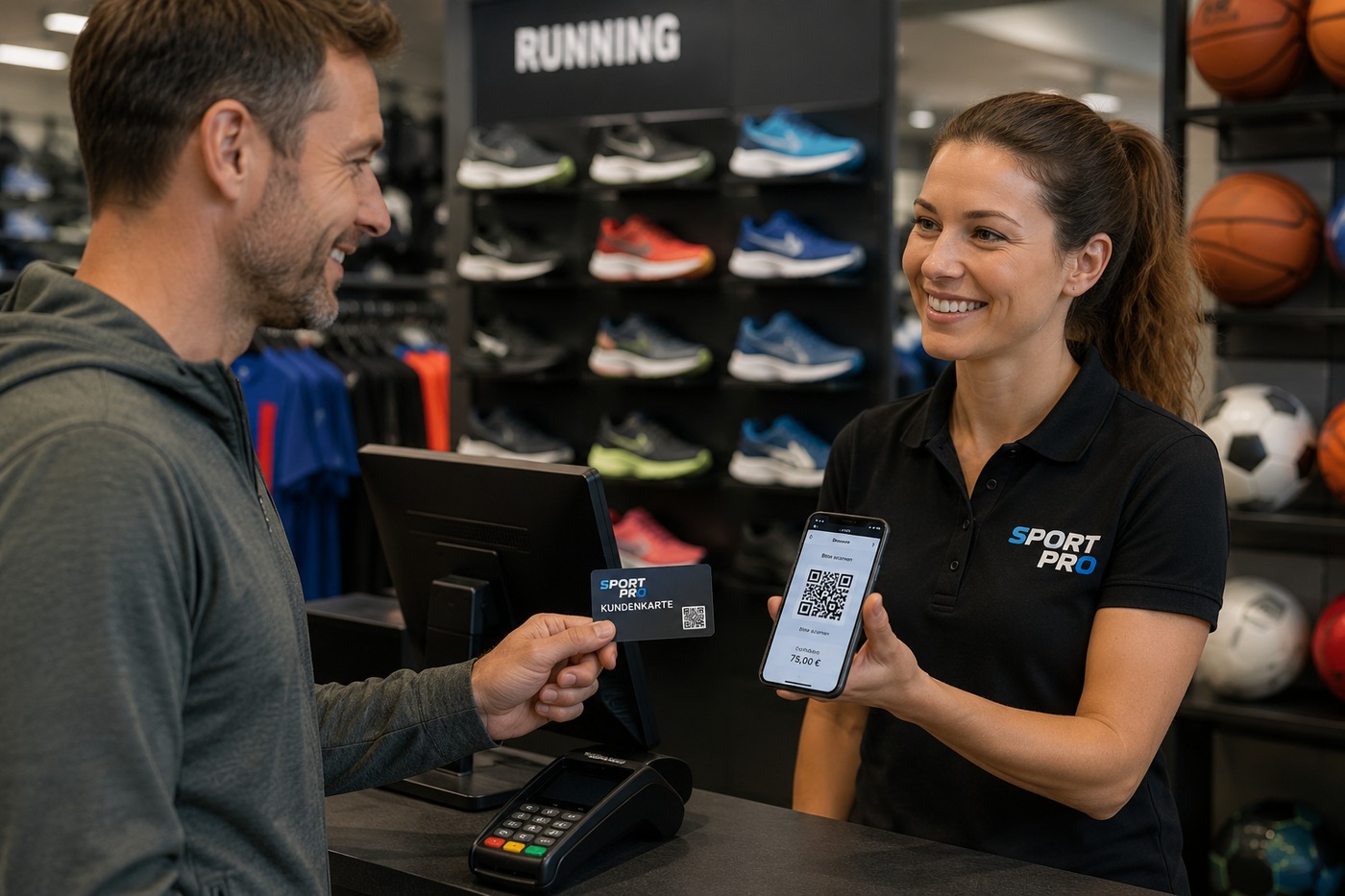 Digitale Gutscheinkarte im Einzelhandel mit QR-Code